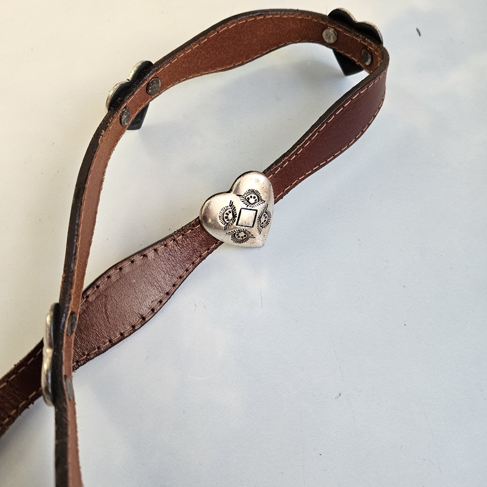 American Vintage Brown Leather Belt with Silver Accents - Picture 3 of 16